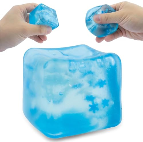 YALiya Fin kub blå squishy, kuber klämleksaker, iskub fidgetleksak, sensoriska fidgetleksaker, Taba squishy stresskub för ångestlindring för vuxna (blå)