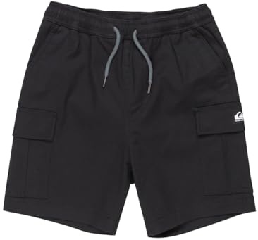 Quiksilver, Taxer Cargo Pantalones Cortos de Cintura elástica, Niño, 12 años, Black