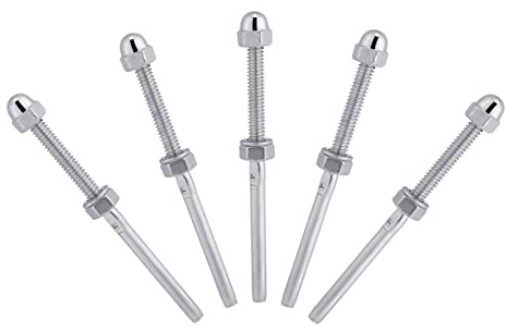 Lot de 10 serre-câbles filetés en acier inoxydable, extrémités de boulon, compatibles avec câble 1/8, garde-corps, systèmes de rigging, connecteurs de câble métallique
