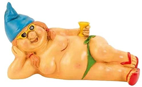 Rude Garden Gnome Statue - Naughty Couple Dwarf Lawn Decorations, Outdoor Goblin Art Decoration (Beach Girl)