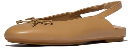 Fitflop kvinnors Delicato rosett läder slingbacks balett platt, Camel, 5 UK Narrow