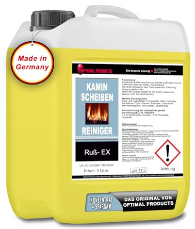 Kaminscheiben Reiniger bei leichter und starker Verschmutzung 5 Liter Ruß EX