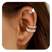 ALEXCRAFT Earcuffs Donna Orecchini Clip con Zirconi Set Donna Ear Cuff Argento Orecchini Argento Cerchi da Orecchie Cuff Earrings Chunky Senza Buco Cartilagine