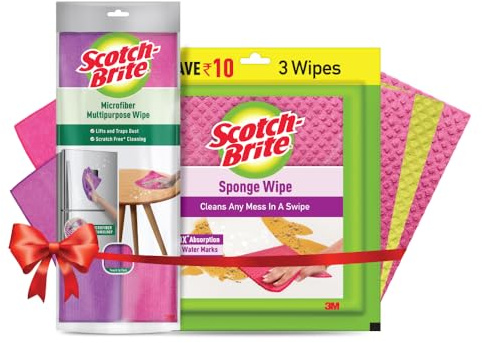 Scotch-Brite Panno multiuso in microfibra 2N e spugna Scotch-Brite 3N riutilizzabile per la pulizia della cucina