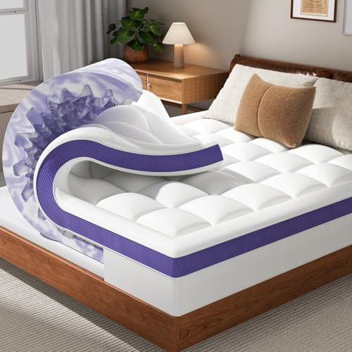 ChiXpace Dual Layer Memory Foam Twin Mattress Topper - 2 Inch Gel Egg Crate Foam and 2 Inch Cooling Pillow Top Cover Rayon, Twin Extra Long College Dorm Support for Back Pain