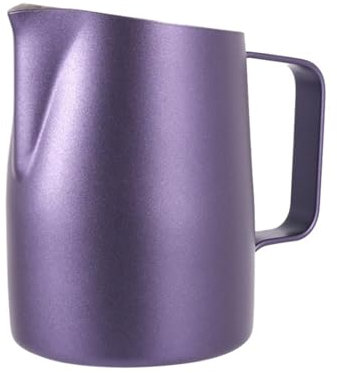 ZIHDKE Jarra Leche Barista Jarra for espumar Leche al Vapor, Jarra de Leche Antiadherente de Acero púrpura, Taza de Flores Perfecta for café, Capuchino, Latte Art(600ml)