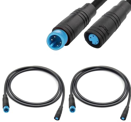 VISSQH 2 x Ebike 4 Pin Waterproof Extension Cable Connector e-bikes male and female Plug Wire,4 pin cable connector,for electric bike light,Throttle,Ebrake-80 cm