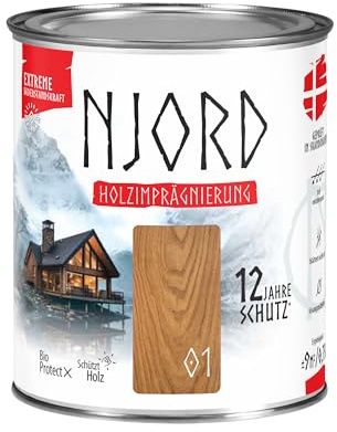Njord Holzschutzmittel Extreme 750ml Holzfarbe (01) Nordische Kiefer | Holzschutz Bis zu 12 Jahre Schutzlack Wetterfeste Imprägnierung