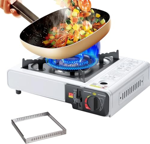 Réchaud de camping Flammig - Portable - Pour l'extérieur - Avec allumage automatique - Puissant réchaud d'extérieur avec réglage de la flamme à plusieurs niveaux