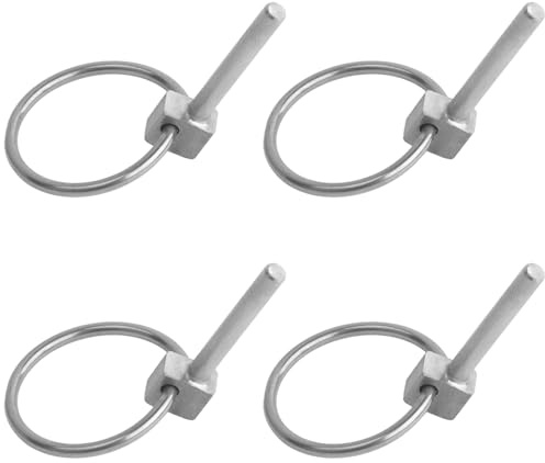 Begino 4Pcs 3/16 x 1-3/8 Stainless Steel Linch Pins with Ring - Quick-Release Round Cotter Pins for Trailers, Trucks, Boat, Kayak, Mower & Trolley Hardware