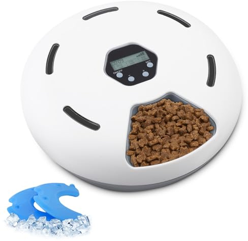 Dispensateur Automatique d'alimentation Humide pour Chats: Distributeur Alimentaire pour Chats avec minuterie, Distributeur Alimentaire réfrigéré pour Animaux de Compagnie - 6 Repas