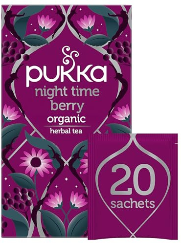 Pukka Herbs | Night Time Berry Organic Herbal Sleep Tea Box | Chamomile, Lavender & Elderberry Tea | Ideal For Bedtime Relaxation | Caffeine Free | 2 Packs | 40 Plant Based Biodegradable Tea Bags