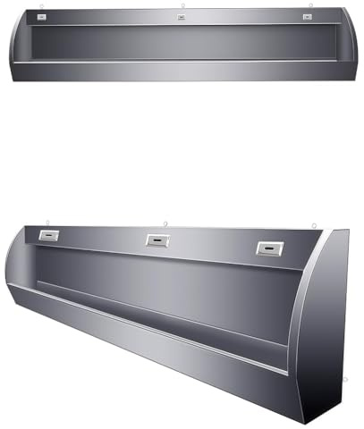 TAUIANE Wandmontiertes Herren-Urinal Mit SpüLung, Urinalrinne Aus Edelstahl 304 Mit Abflussrohr, Gewerbliches Urinal FüR Erwachsene, GroßE AußEntoilette FüR Schulen/BAU,A,100 * 30 * 60cm