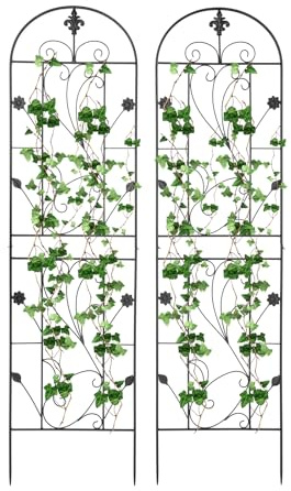 Lot de 2 clôtures de jardin en métal - 50 x 180 cm - Support pour plantes - Pour jardins, arrière-cours, cafés à thème de jardin