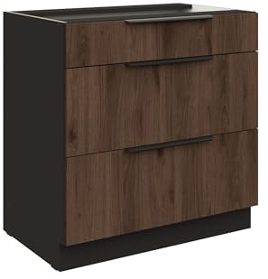 Kuechen-preisbombe Küchen Unterschrank 80 cm Küche Monza Okapi Nußbaum Soft-Close Küchenzeile