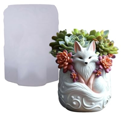 Silicone Mold Handmade Reusable Fox Shape for Resin Art, Candle Making, Plant Pots, DIY Crafts, Suitable for DIY Enthusiasts &