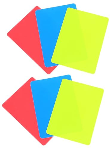 Mikinona 6 Pezzi Carte Arbitro Calcio Rosso Giallo Blu PVC Spesse Segnalazione Visibile per Gara Sportiva Professionale e Amatoriale