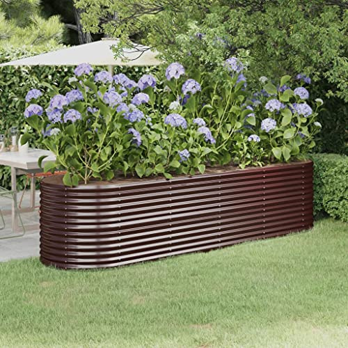 Grille gabion surélevée en acier galvanisé 296 x 80 x 68 cm Marron Pour jardin, terrasse, balcon et pièces à vivre