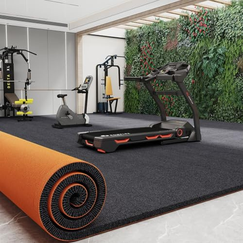 Koncey Soundproofing Mat for Gym, Soundproof Carpet - Non-Slip Floor Mat, Sound Absorbing Rug for Living Room, Bedroom, Office, Commercial Use Large-area Laying(Black,200 x 300 CM)