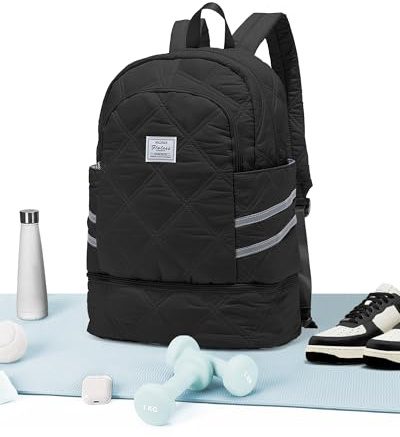VENATIN Zaino Palestra per Donna,Zaino Nuoto e Yoga Sportivo,Zaino Palestra Uomo con Portascarpe,Zaino Pieghevole Resistente all’Acqua e Leggero,Nero