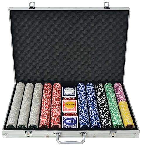 Pokerkoffer, Koffer mit 1000 Chips, Laser Aluminium