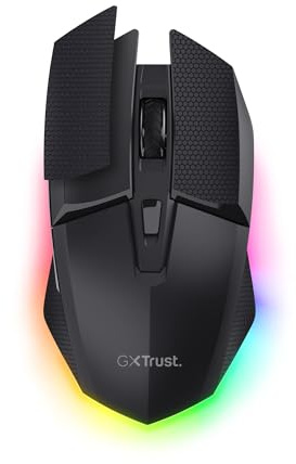 GXTrust 122 Felox+ Mouse Gaming Wireless Bluetooth + 2.4GHz, 40 Ore di Autonomia, 12K DPI, Illuminazione LED, 6 Pulsanti, Mouse Senza Fili RGB con ricevitore USB-A per Computer, Laptop, Windows, Nero