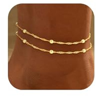 HARJJME Bracelet Cheville Femme Argent Or Chaine de Cheville Réglables Double Bracelets de Cheville Imperméable CZ Cœur Perlé Papillon Plage d’été Pied Bijoux