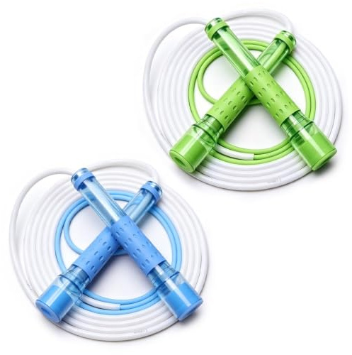 2.8M Adjustable Skipping Rope for Boys, Girls, Teens and Adults, Double Bearing Rope with Height Scale and Silicone Handles, Suitable for PE and Daily Training
