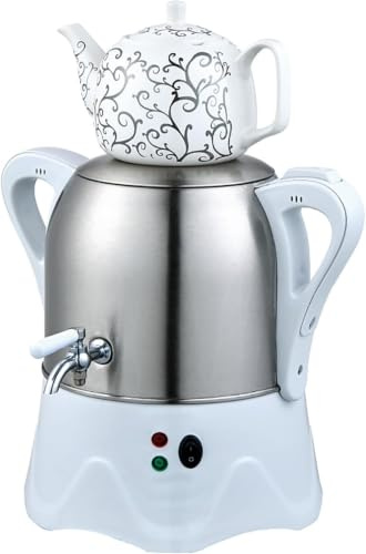 Samovar Elettrico da 2000 W con Funzione di Mantenimento in Caldo, Riscaldamento Rapido per caffè E tè, Ideale per La Casa E Lufficio, Design Elegante per Gli Amanti del tè. White