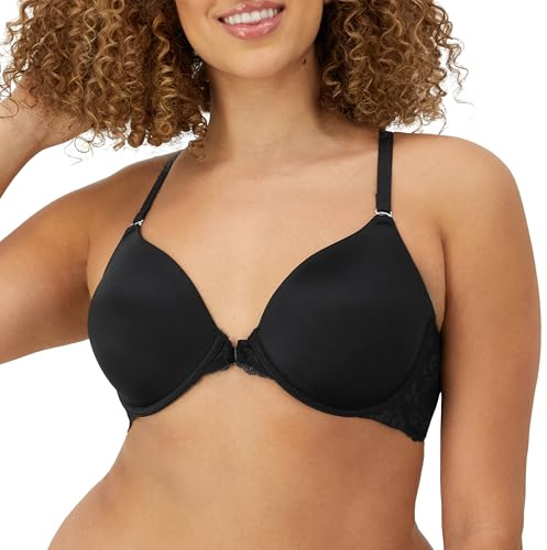 Maidenform Women's One Fab Fit Extra Coverage Lace T-Back Bra, Black, 40B