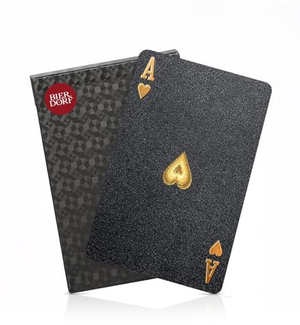 BIERDORF Diamond Waterproof Black Playing Cards, Poker Cards, HD, Deck of Cards (Black)