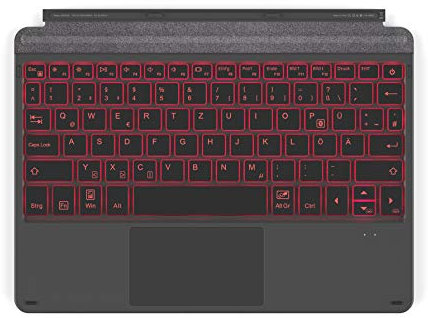 Inateck Surface Go Tastatur für Surface Go (1&2&3&4 Generation), Bluetooth 5.1, 7 Farben Hintergrundbeleuchtung, Trackpad, QWERTZ, KB02009
