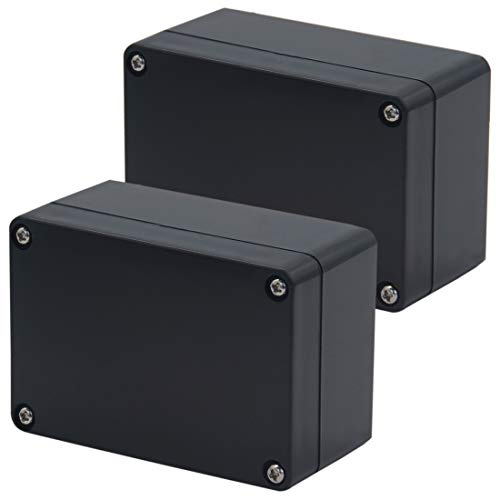 OtdorPatio 2-pack projektlåda IP65 vattentät kopplingsbox ABS plast svarta elektriska lådor gör-det-själv elektroniskt projektfodral krafthölje 3,94 x 2,68 x 1,97 tum (100 x 68 x 50 mm)