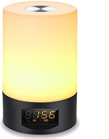 Luce di notte Touch Sensor Lampada da comodino, Multifunzione Naturale Wake Light Comodino Tocco Colorato Lampada Da Tavolo Intelligente Digital Sveglia Led Decorazione Domestica Luce Notte luce