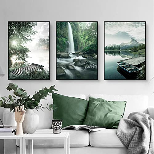Martin Kench 3-teiliges Premium Poster Set Aesthetic See Wald Blume Bilder Moderne Wandbilder, Wohnzimmer Schlafzimmer Wanddeko Art ohne Rahmen (C,50x70cm)
