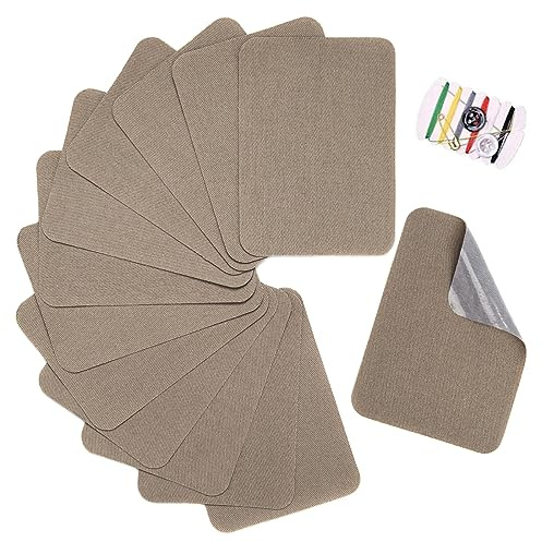 TXSN 12PCS Iron-on Repair Patch, Cotton Repair Patch for Clothes Pants Mending and Decorating Size 3 by 4-1/4, Khiki