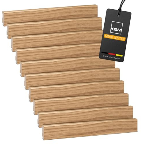 KGM Modern Sockellist – Fanerad massivt trälist i lackerad ek – Mått: 2400 x 16 x 40 mm – 40 stycken / 96M