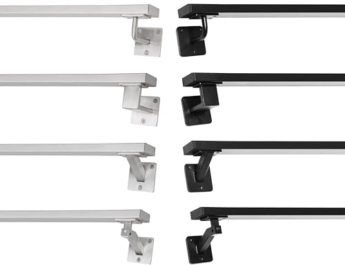 Natural Goods Berlin Handlauf Set OBLONG Metall schwarz / 2x Stück Handlaufhalter ROUND & 150cm Treppengeländer/rostfreier, pulverbeschichteter Treppenhandlauf/Handlauf Treppe Innen & Außen