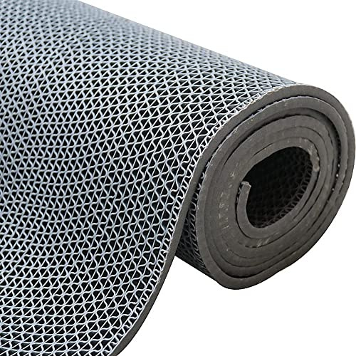 petour Drainage Non Slip Mat, Grey, 500 X 90cm | Commercial Waterproof Floor Mat, 5.5mm Thickness, Indoor Outdoor Wet Area, S-Shaped Carpet