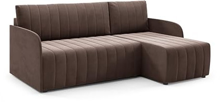 LIKMA Braun Ecksofa Otto Slim 208x145 cm mit Schlaffunktion (200x140 cm) Eckcouch mit Bettkasten Wohnlandschaft mit Bettkasten Bettsofa mit Stauraum Polstermöbel Sofa 3 Sitzer