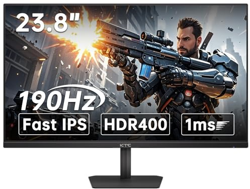 KTC 24 Pulgadas 190 Hz/180 Hz Gaming Monitor, HDR 400 Fast IPS Screen,FHD 1080P Monitor, 133% sRGB,AdaptiveSync,1 ms Response Time,HDMI*2&DP*1,Tilt Adjustable, Eye Care