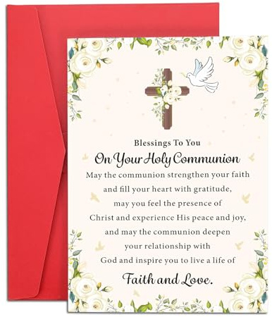 First Communion Gifts for Girls Boys First Communion Card Baptism Catholic Confirmation Gifts for Teens Boys Girls Kids 1st Holy Communion Card for Christian Religious Bible Verse