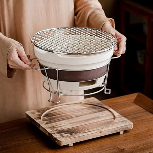 Stufa per Grigliare in Argilla, Stufa a Carbone in Argilla Ceramica, Barbecue Portatile, griglia Yakitori, Barbecue da Tavolo per Campeggio, Picnic, Viaggio (Un Colore 7,5x4,7 pollici/19x12 cm)