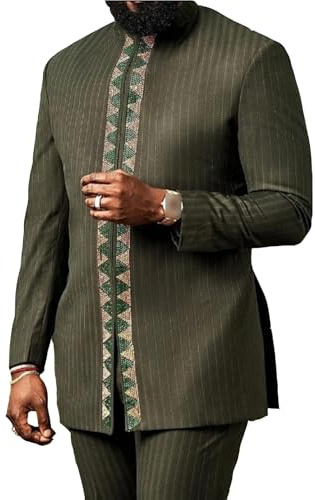 Ensemble 2 Pièces Africain pour Homme, Patte de Boutonnage Zippée, Ensemble Traditionnel de Luxe Composé D'une Chemise Dashiki et D'un Pantalon(XL)