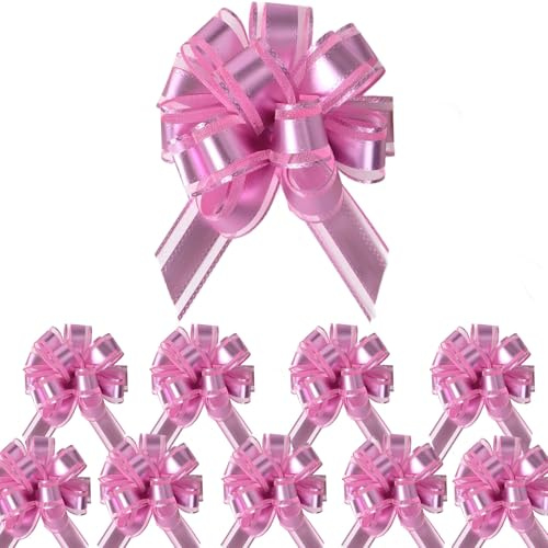 Vsosfiza Kleine Geschenkschleifen, 10 Stück (10 cm) - Ideal für Geschenkverpackungen, Körbe, Hochzeitsdekoration, Einzugspartys, Geburtstagsfeiern und Blumensträuße. Farbauswahl: Rosa