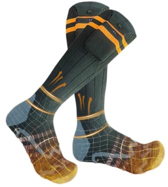 Calcetines Eléctricos Calefactados,Recargable 4 Niveles de Calefacción,Calcetines Térmicos para Exterior - para Hombres Esquí Senderismo Ciclismo Deportes De Invierno Viaje Diario