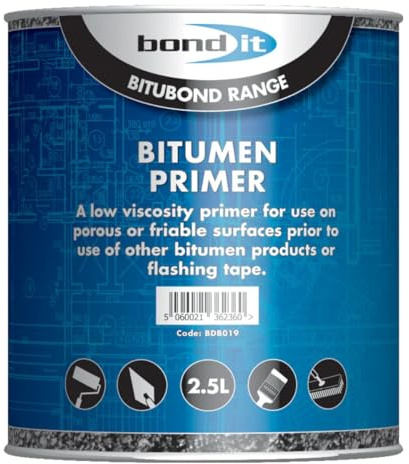 Bond It Bitumen Primer – Black, 2.5L | Heavy-Duty Waterproof Primer for Roofs – Concrete – Metal & Masonry | Quick-Drying – Deep Bituminous Sealer | Improves Adhesion for Roofing & Flashing