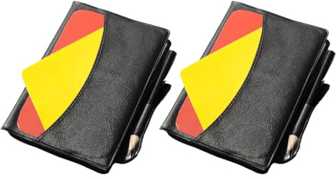 Veemoon Kit Arbitro Professionale 2 Set Carte Arbitro Multifunzione PVC Resistenti Portapenne e Portafoglio Tascabile per Calcio, Rugby e Badminton
