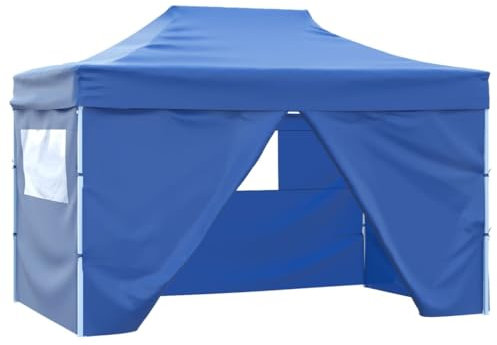 vidaXL Chapiteau Rétractable 4 Parois Latérales 3x4,5 m Bleu Tonnelle Tente