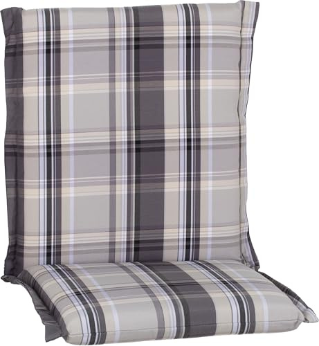 Beo® Ascot Niedriglehner Gartenstuhl-Auflagen | Waschbar in Maschine | Atmungsaktive Sitzkissen Outdoor mit Reißverschluss | Karo beige | Made in EU nach Öko-Tex Standard | UV-beständig